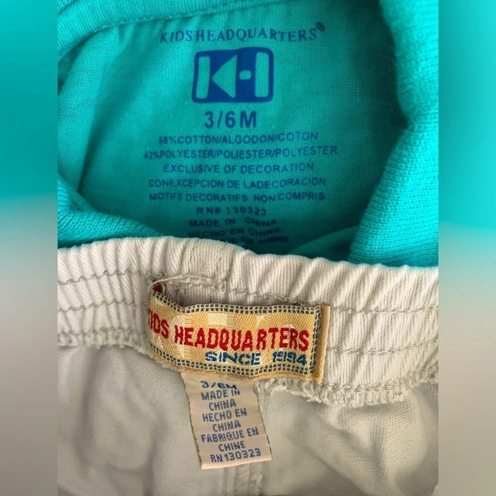 Kids Headquarters Teal Polo and Cream Cargo Pants Striped Motorcycle Set